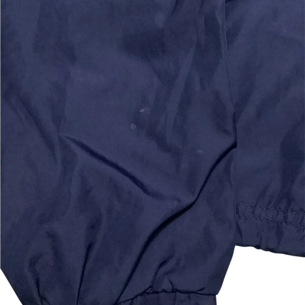 Vintage Adidas Men's Navy Windbreaker with White Stripes